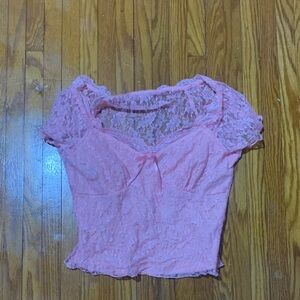 Brandy Melville Pink Lace Blouse